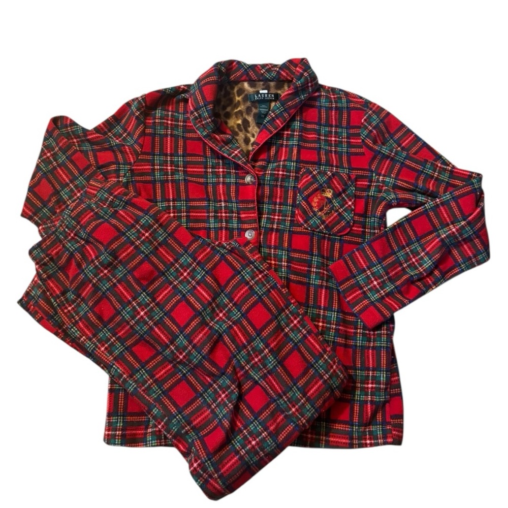 Lauren Ralph Lauren Red and Green Plaid Pajama Set Size XS